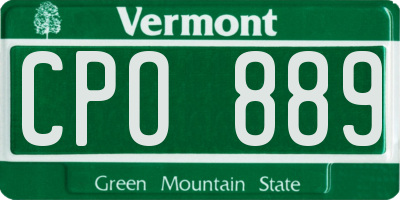 VT license plate CPO889