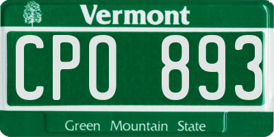 VT license plate CPO893