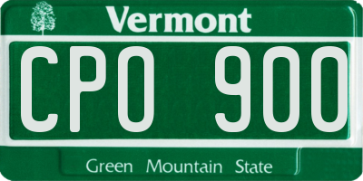 VT license plate CPO900
