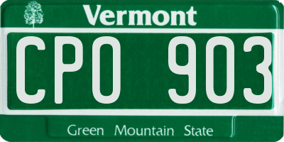 VT license plate CPO903