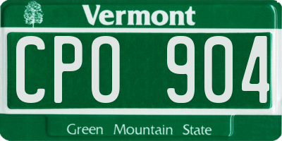 VT license plate CPO904