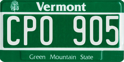 VT license plate CPO905