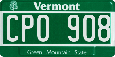 VT license plate CPO908