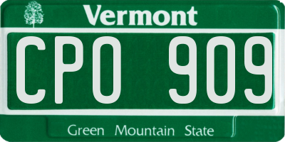 VT license plate CPO909