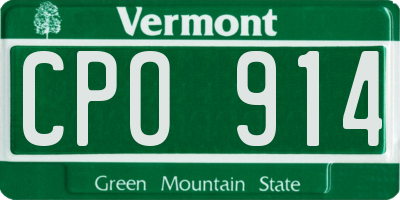 VT license plate CPO914