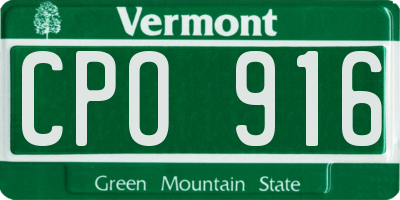 VT license plate CPO916
