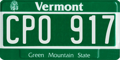 VT license plate CPO917