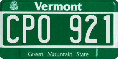 VT license plate CPO921