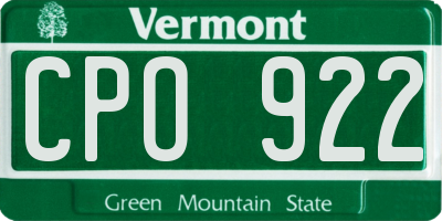 VT license plate CPO922