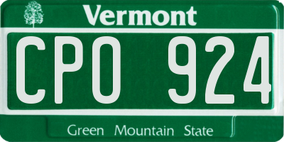 VT license plate CPO924