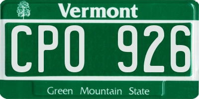 VT license plate CPO926