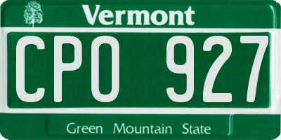 VT license plate CPO927