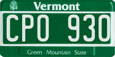 VT license plate CPO930