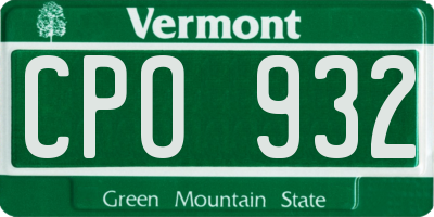 VT license plate CPO932