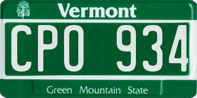 VT license plate CPO934