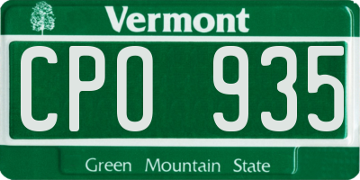 VT license plate CPO935