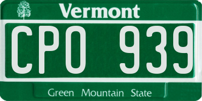 VT license plate CPO939