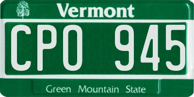 VT license plate CPO945