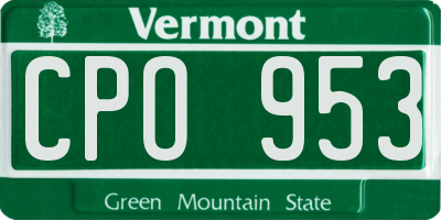 VT license plate CPO953