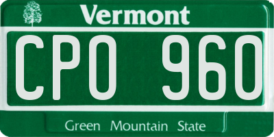 VT license plate CPO960