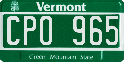 VT license plate CPO965