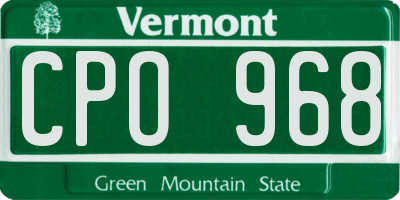 VT license plate CPO968