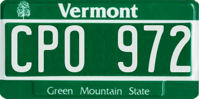 VT license plate CPO972