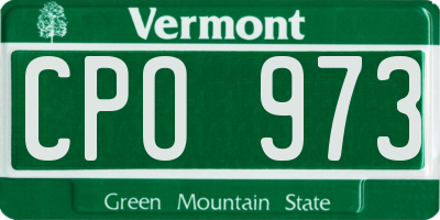 VT license plate CPO973