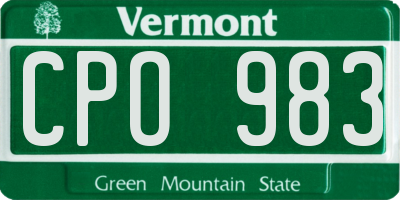 VT license plate CPO983