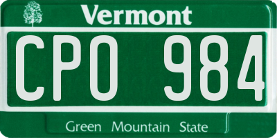 VT license plate CPO984
