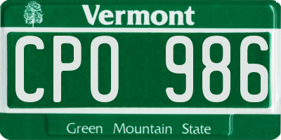 VT license plate CPO986