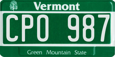 VT license plate CPO987