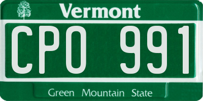 VT license plate CPO991