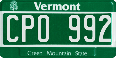 VT license plate CPO992