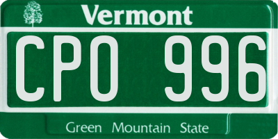 VT license plate CPO996