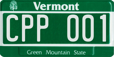 VT license plate CPP001