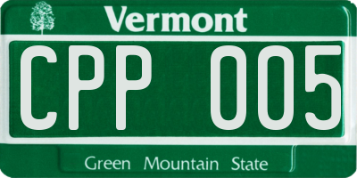 VT license plate CPP005