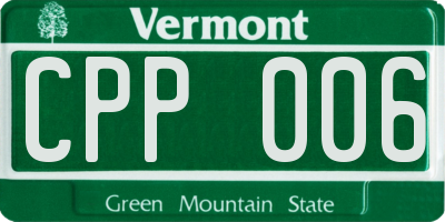 VT license plate CPP006