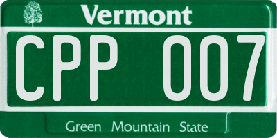 VT license plate CPP007