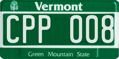 VT license plate CPP008
