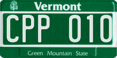 VT license plate CPP010