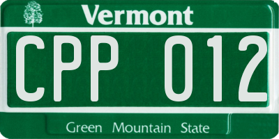 VT license plate CPP012