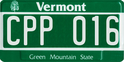 VT license plate CPP016