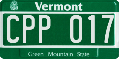 VT license plate CPP017