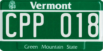 VT license plate CPP018
