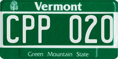 VT license plate CPP020
