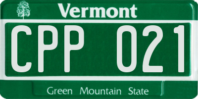 VT license plate CPP021