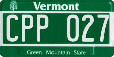 VT license plate CPP027