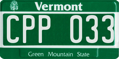 VT license plate CPP033