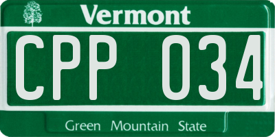 VT license plate CPP034